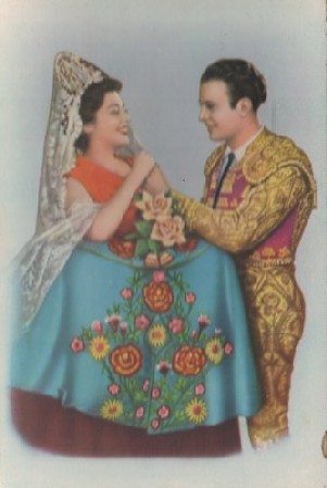 POSTAL PAREJA ROMANTICA. MUJER Y TORERO