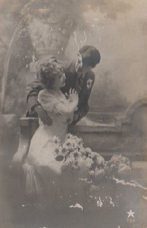 POSTAL ROMANTICA. PAREJA DE NOVIOS