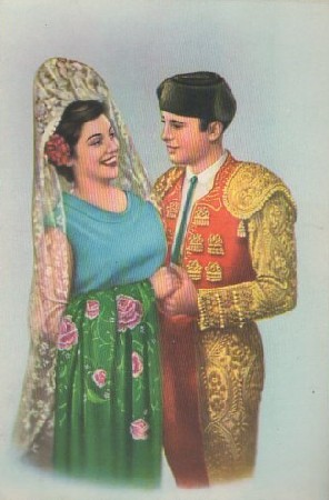 POSTAL ROMANTICA. PAREJA TORERA