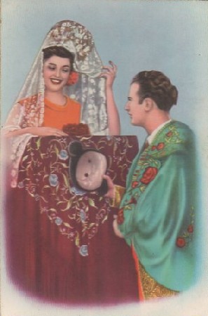 POSTAL ROMANTICA. PAREJA CON TORERO