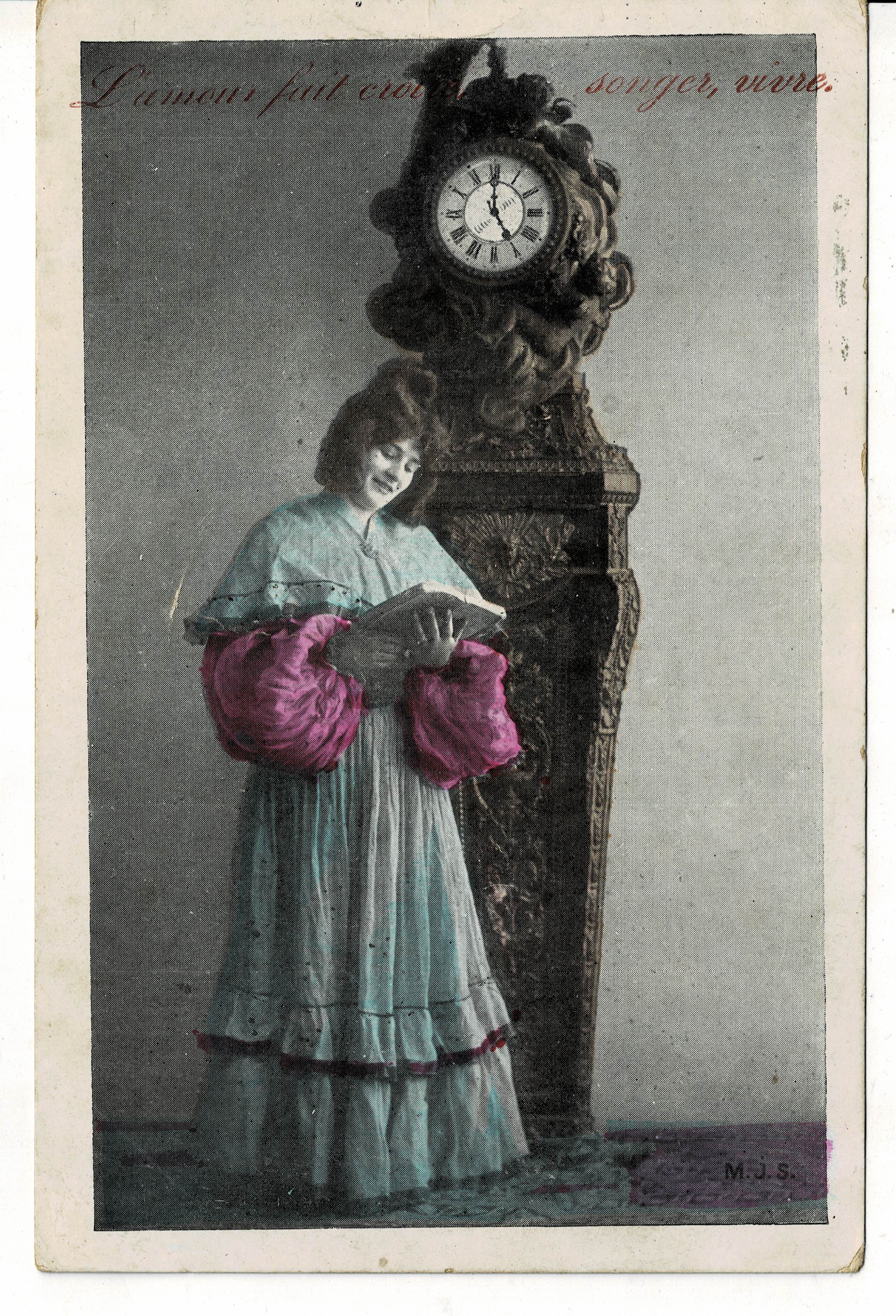 POSTAL ROMANTICA. MUJER LECTORA.