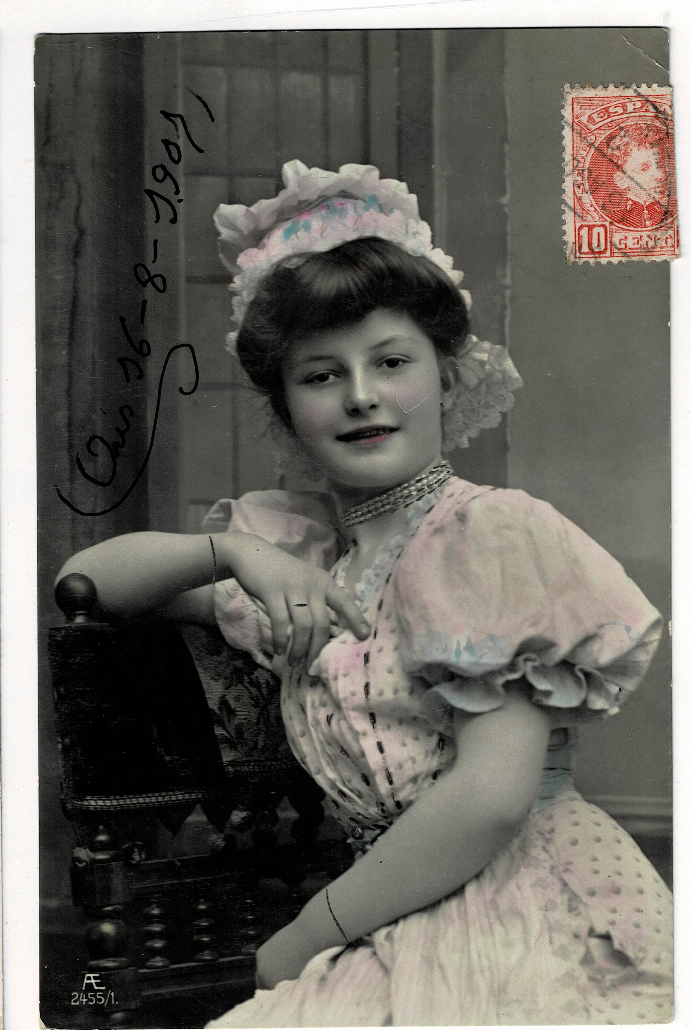 POSTAL ROMANTICA NIÑA.