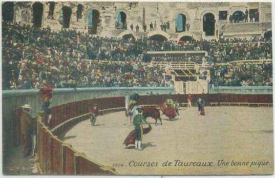 POSTAL DE TOROS. COURSES DE TAREAUX UNE BONNE PIQUE Nº 2654