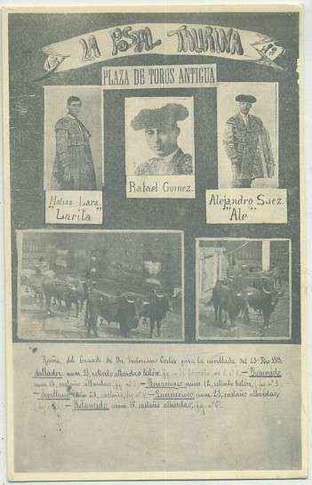 POSTAL DE TOROS. REPRODUCCION LA POSTAL TAURINA