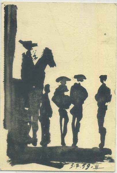 POSTAL DE TOROS. PICASSO. TOROS Y TOREROS