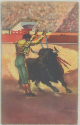 POSTAL TAURINA. CORRIDA DE TOROS. UN GRAN PAR EN TODO LO ALTO Nº 9