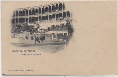 POSTAL TAURINA. COL. TAUROMAQUIA. CORRIDA DE TOROS. SUERTE DE MATAR Nº 43