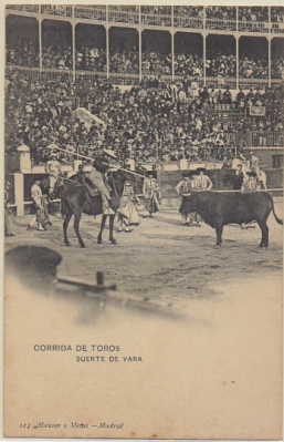 POSTAL TAURINA. COL. TAUROMAQUIA. CORRIDA DE TOROS. SUERTE DE VARA Nº 124