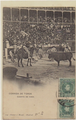 POSTAL TAURINA. COL. TAUROMAQUIA. CORRIDA DE TOROS. SUERTE DE VARA Nº 124