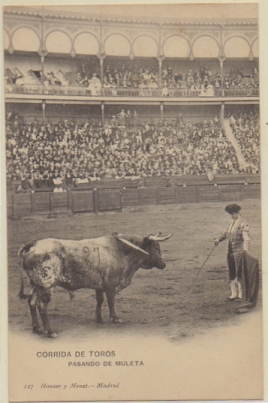 POSTAL TAURINA. COL. TAUROMAQUIA. CORRIDA DE TOROS. PASANDO DE MULETA Nº 127