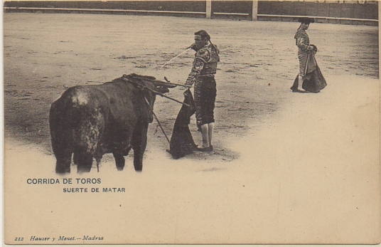 POSTAL TAURINA. COL. TAUROMAQUIA. CORRIDA DE TOROS. SUERTE DE MATAR Nº212