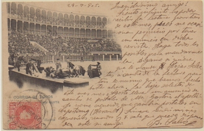 POSTAL TAURINA. COL. TAUROMAQUIA. CORRIDA DE TOROS. UN QUITE Nº 210