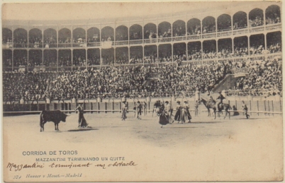 POSTAL TAURINA. COL. TAUROMAQUIA. CORRIDA DE TOROS. MAZZANTINI TERMINANDO QUITE Nº 379