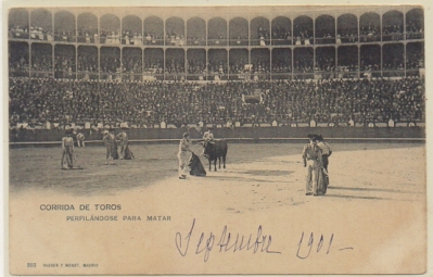 POSTAL TAURINA. COL. TAUROMAQUIA. CORRIDA DE TOROS. PERFILANDOSE PARA MATAR Nº 383