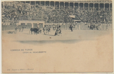 POSTAL TAURINA. COL. TAUROMAQUIA. CORRIDA DE TOROS. CAIDA AL DESCUBIERTO Nº 392
