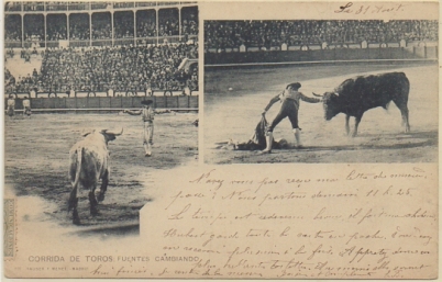 POSTAL TAURINA. COL. TAUROMAQUIA. CORRIDA DE TOROS. FUENTES CAMBIANDO Nº 391