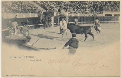 POSTAL TAURINA. COL. TAUROMAQUIA. CORRIDA DE TOROS. UNA VARA Nº 697
