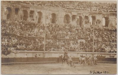 POSTAL TAURINA. NIMES. PLAZA DE TOROS. AÑO 1921. POSTAL FOTOGRAFICA