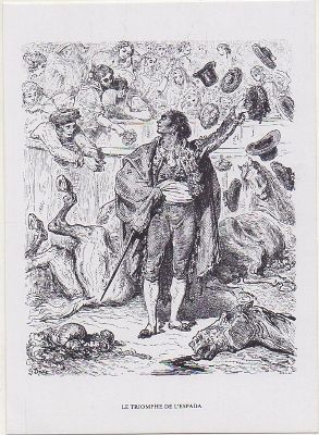 POSTAL DIBUJO TAURINO. LE TRIOMPHE DE L'ESPADA. 17,5x12,5 CM.