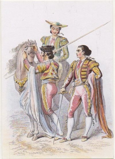 POSTAL DIBUJO TAURINO. CUCHARES. PRIMER MATADOR DE ESPAÑA. HERMANOS ROVARGUE S. XlX