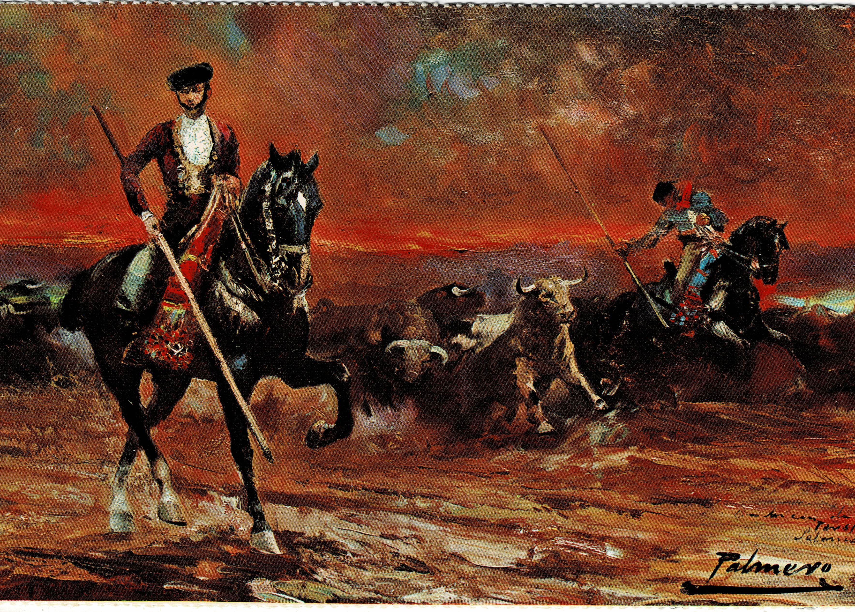 POSTAL TAURINA OLEO DE A. PALMERO