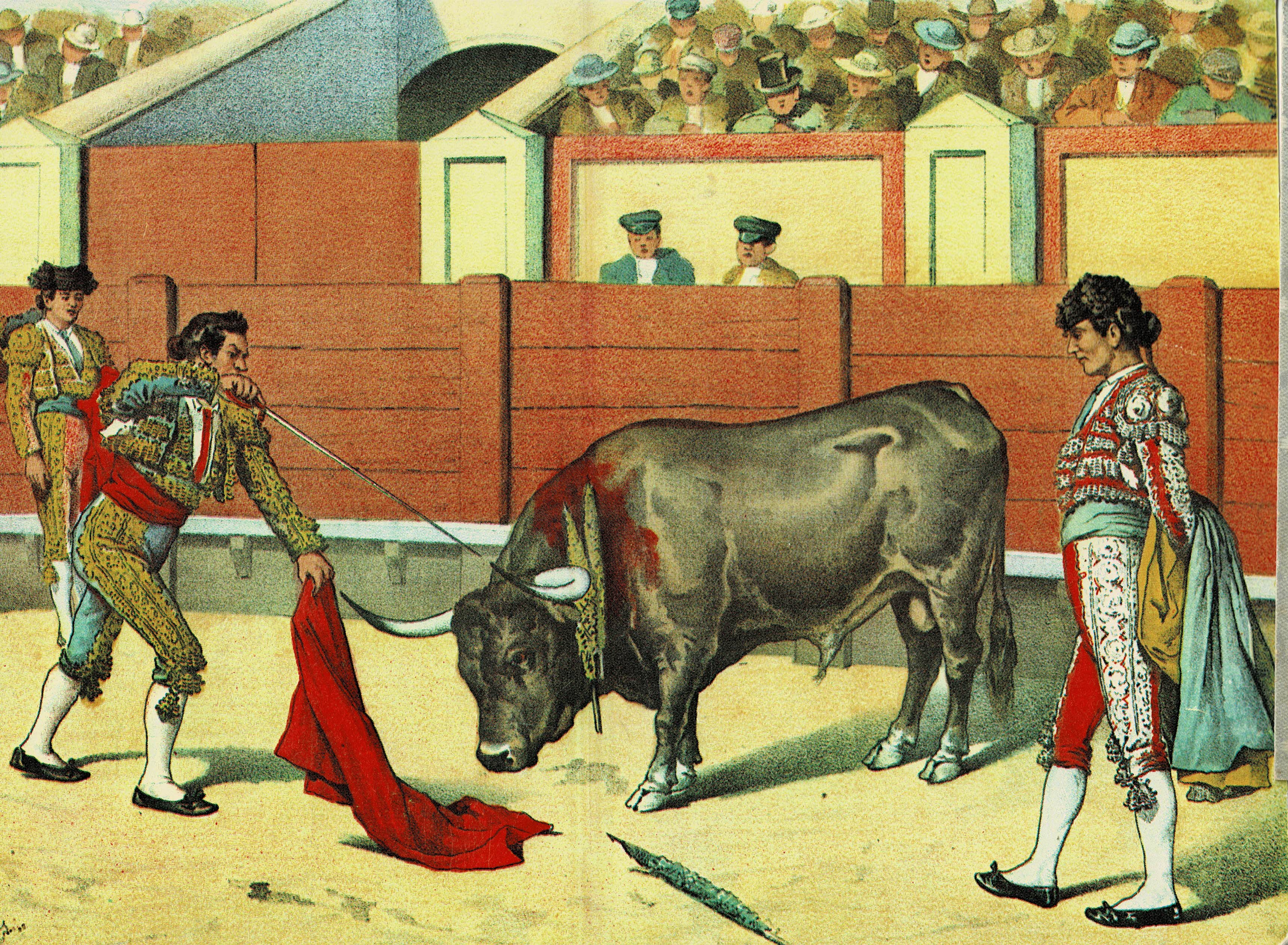 POSTAL TAURINA REPRODUCCION DE LITOGRAFIA DE LA LIDIA 1884