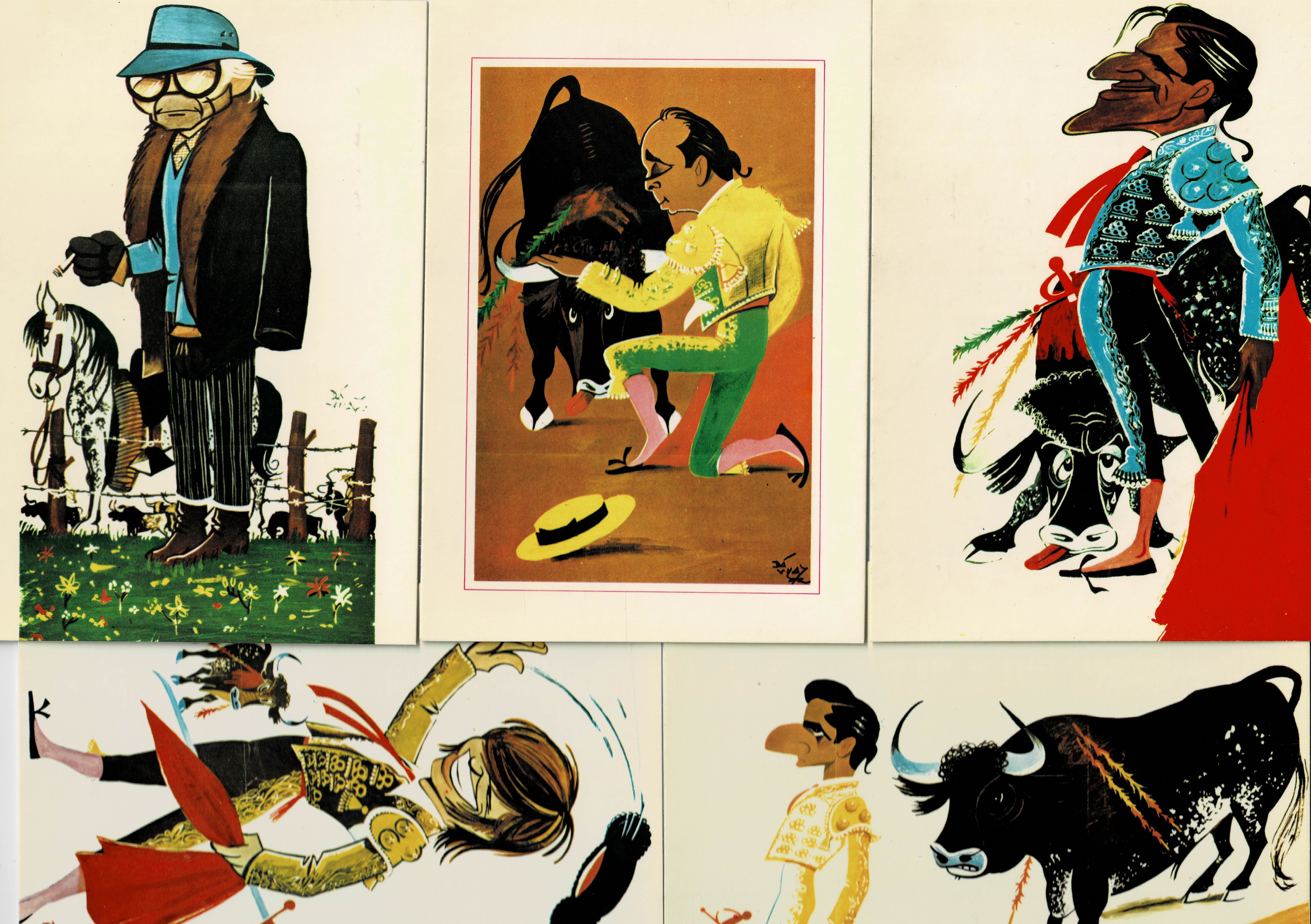 COLECCIÓN DE 10 POSTALES DE CARICATURAS TAURINAS