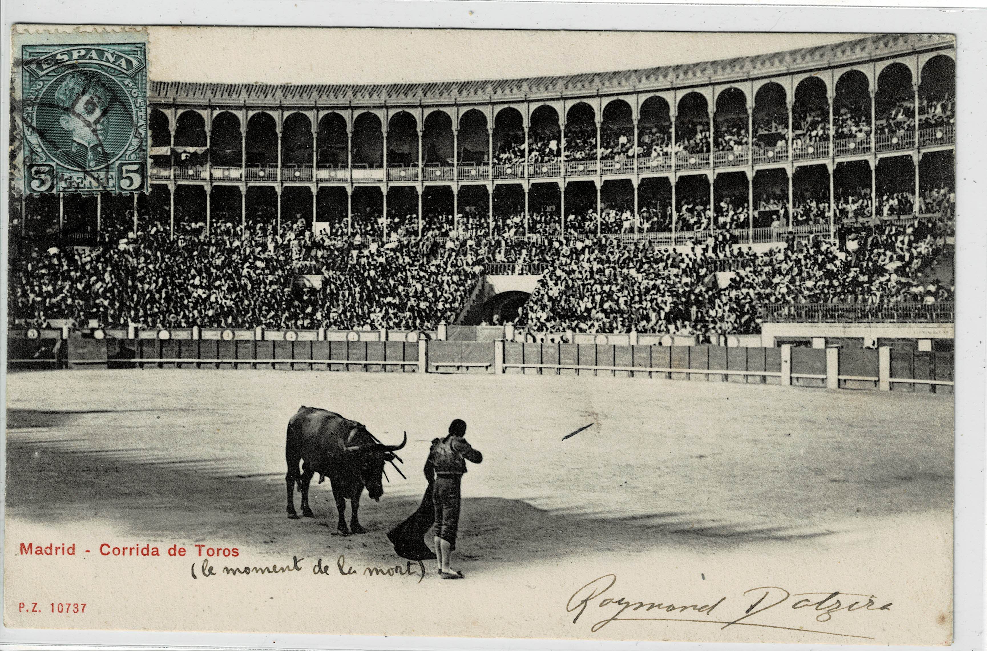 POSTAL TAURINA. CORRIDA DE TOROS EN MADRID.