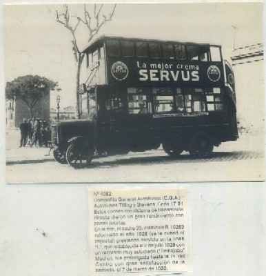 POSTAL DE AUTOBUSES Nº 4082. AUTOBUSES TILLING Y STEVENS. SERIE 17-54. LINEA E. AÑO 1929