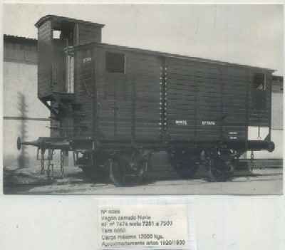 POSTAL DE TRENES Nº 4086. VAGON CERRADO NORTE Nº 7474. SERIE 7251 A 7500. AÑOS 1920 /1930