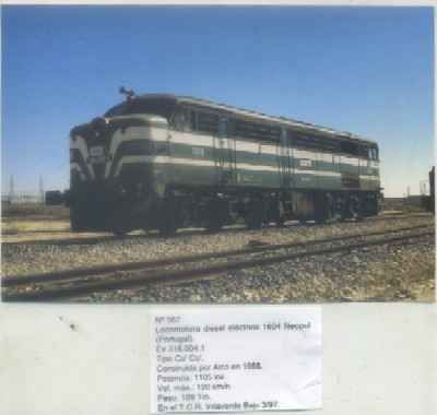 POSTAL DE TRENES Nº 567. LOC. DIESEL ELECT. 1604 NOEPUL. TIPO CO CO. CONST. POR ALCO 1955