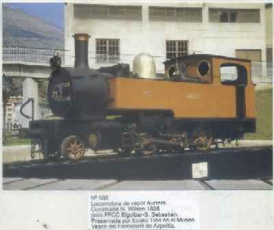 POSTAL DE TRENES Nº 588. LOC. VAPOR AURRERA. CONST. POR N. WILSON EN 1898. AZPEITIA