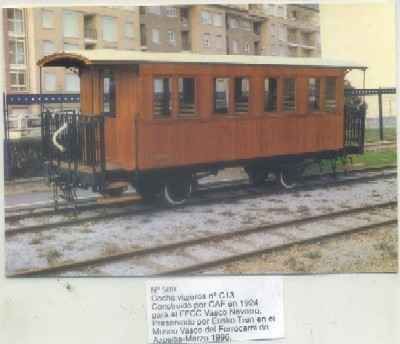 POSTAL DE TRENES Nº 589. COCHE VIAJEROS Nº C13. CONST. POR CAF EN 1924