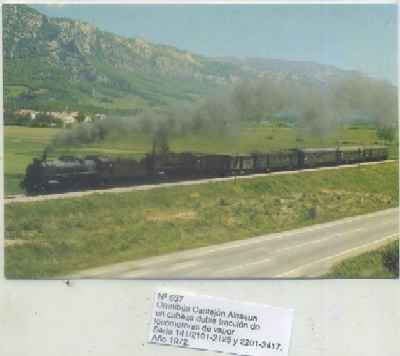 POSTAL DE TRENES Nº 637. OMNIBUS CASJON ALSASUA. LOC. VAPOR141 / 2101. AÑO 1972