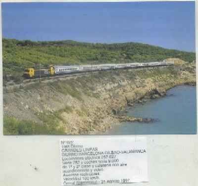 POSTAL DE TRENES Nº 622. TREN DIURNO. GRANDES LINEAS. LOC. ELECT. 252.027