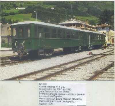 POSTAL DE TRENES Nº 640. COCHE VIAJEROS Nº 1 Y 5. CONST. POR CAF EN 1925