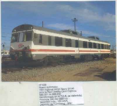 POSTAL DE TRENES Nº 639. TREN REGIONAL LIGERO S/596. DEPOSITO FUENCARRAL 1997