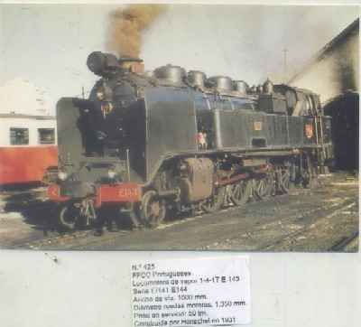 POSTAL DE TRENES Nº 425. FFCC. PORTUGUESES. LOC. VAPOR 1-4-1T. CONST. HENSCHEL 1931