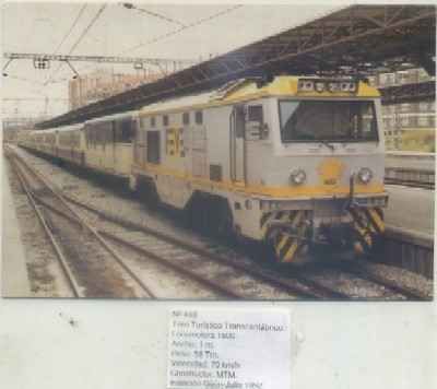 POSTAL DE TRENES Nº 449. TREN TRANSCANTABRICO. LOC. 1600. EST. DE GIJON 1992