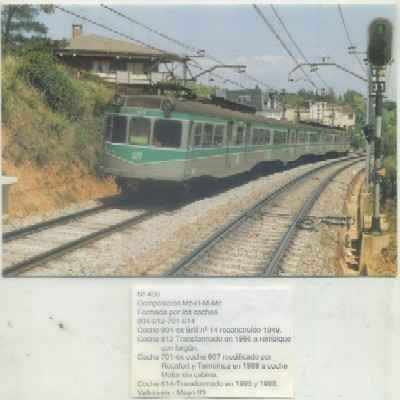 POSTAL DE TRENES Nº 436. COMPOSICION MC-R-M-MC. COCHES 904-612-701-614, 904, 612, 701 Y 614