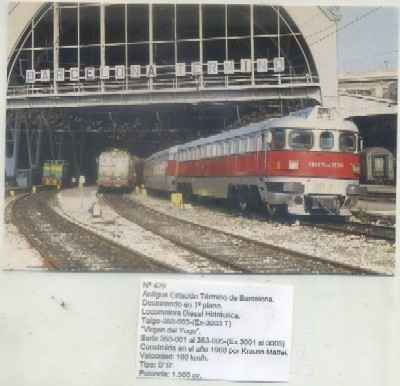 POSTAL DE TRENES Nº 429. EST. TERMINO BARCELONA. LOC. DIESEL -VIRGEN DEL YUGO-