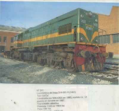 POSTAL DE TRENES Nº 341. LOC. 314-001-9. TIPO CO CO. CONST. POR MACOSA EN 1963