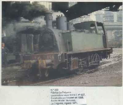 POSTAL DE TRENES Nº 399. FABRICA DE FELGUERA. LOC. 0-2-0-T Nº 607. COUILLET 1885