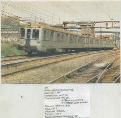 POSTAL DE TRENES Nº 393. UNIDAD ELECTRICA 434. CONST. POR SECN Y CENEMESA EN 1960