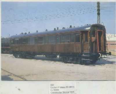 POSTAL DE TRENES Nº 392. COCHE 1ª CLASE AA 947. CONST. GIRONA 1926