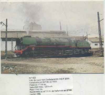 POSTAL DE TRENES Nº 400. ÑPC- VA`POR. CONFEDERACION 242 F 2009. CONST. MTM. EN 1956