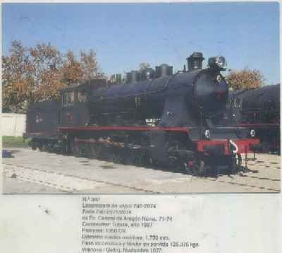 POSTAL DE TRENES Nº 382. LOC. VAPOR 240-2074. CONST. TUBIZE EN EL AÑO 1927