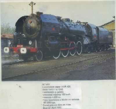 POSTAL DE TRENES Nº 401. LOC. VAPOR 141 R 420. CONST. POR ALCO EN 1982