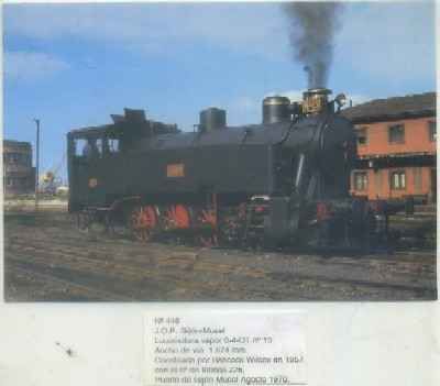 POSTAL DE TRENES Nº 446. J.O.P. GIJON-MUSEL. LOC. VAPOR 0-4-OT Nº 13. CONST. POR BABCOCK 1957