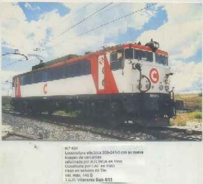 POSTAL DE TRENES Nº 404. LOC. ELECTRICA 269.247-3. CONST. POR C.A.F. EN 1983